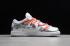 Off-White x Nike SB Dunk Low LTHR OW Argento Bianco Rosso CT0856-800