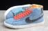 2020 Hommes Nike Blazer Mid QS HH Bleu clair Noir Hook Orange LJ6808 600A