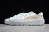 Puma Womens Platform Trace Varsity Branco Metálico Ouro Feminino Sapatos 367728-02