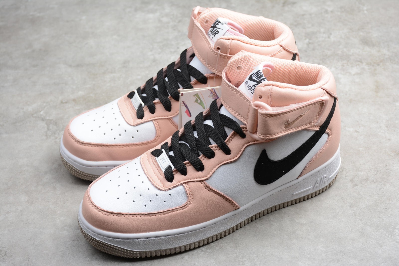 pink white and black air force ones