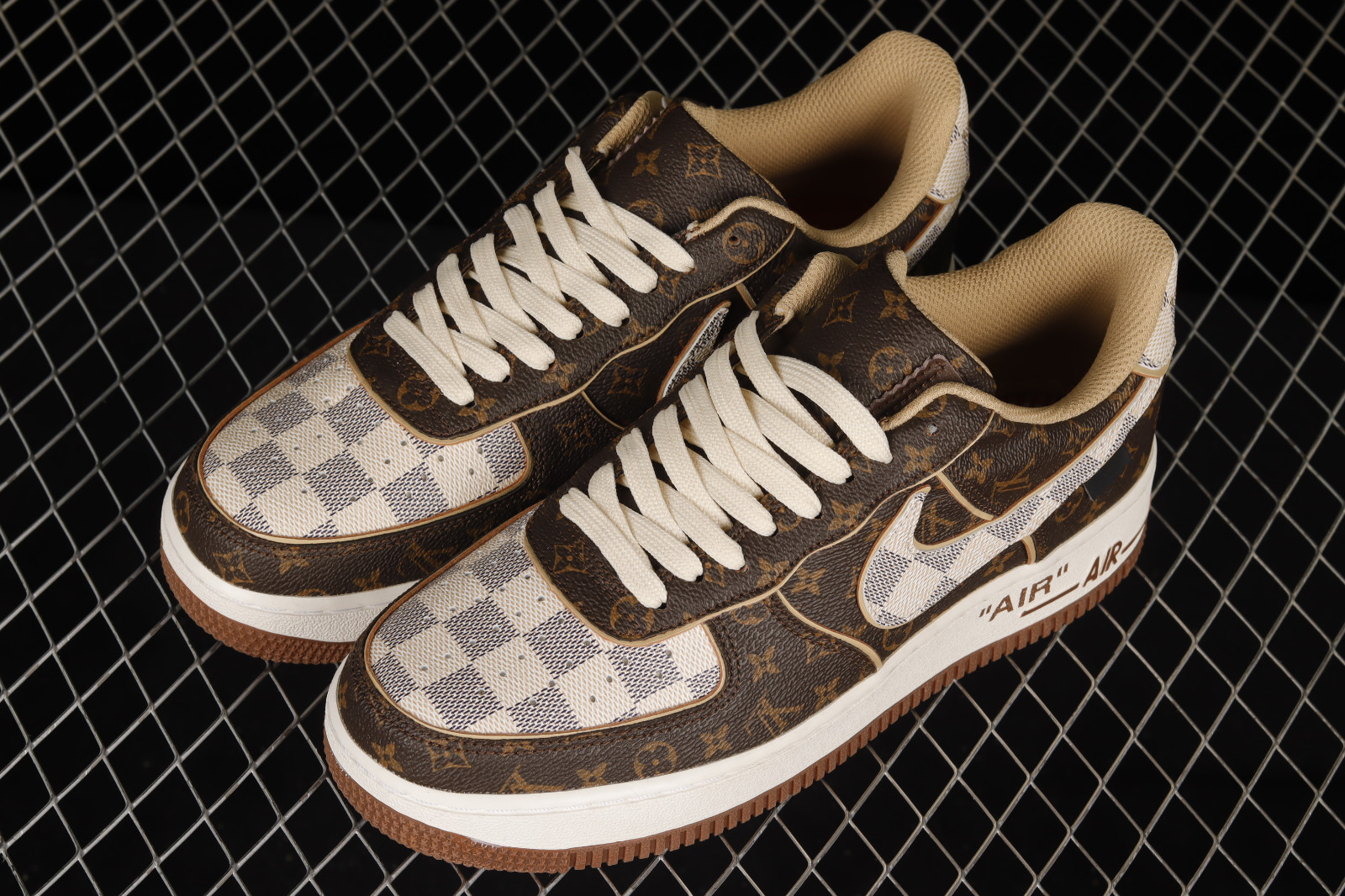 Louis Vuitton Monogram Brown Damier Azur Nike Air Force shoes
