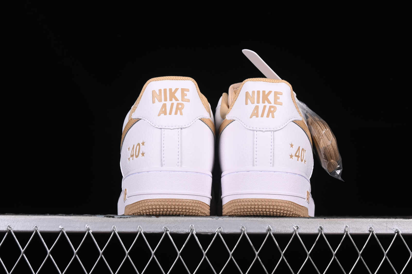 Nike White Air Force 1 '07 LV8 Metallic White Gold Sneakers