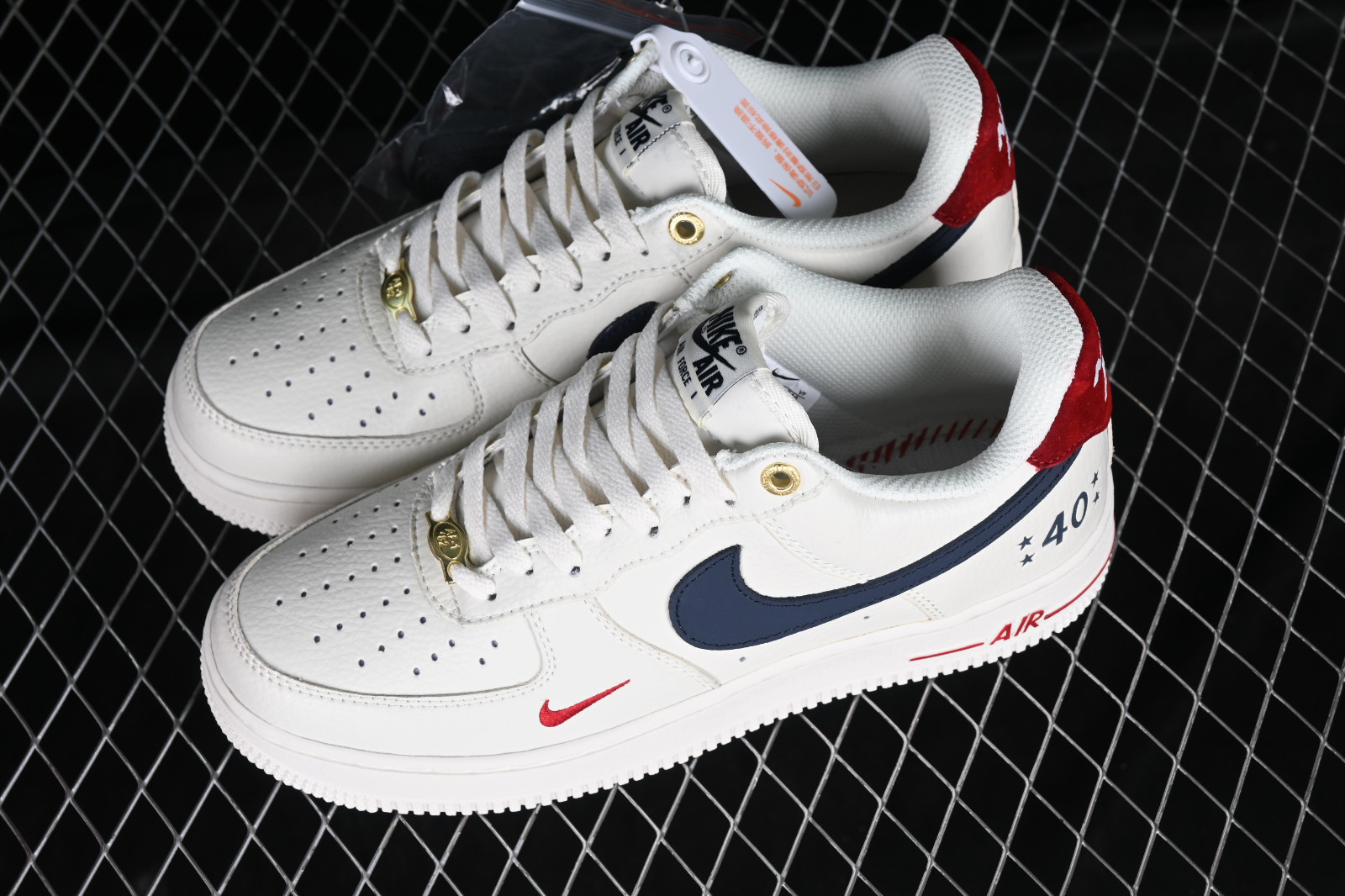 Nike Air Force 1 07 Low 40 Off White Navy Blue Dark Red BS9055