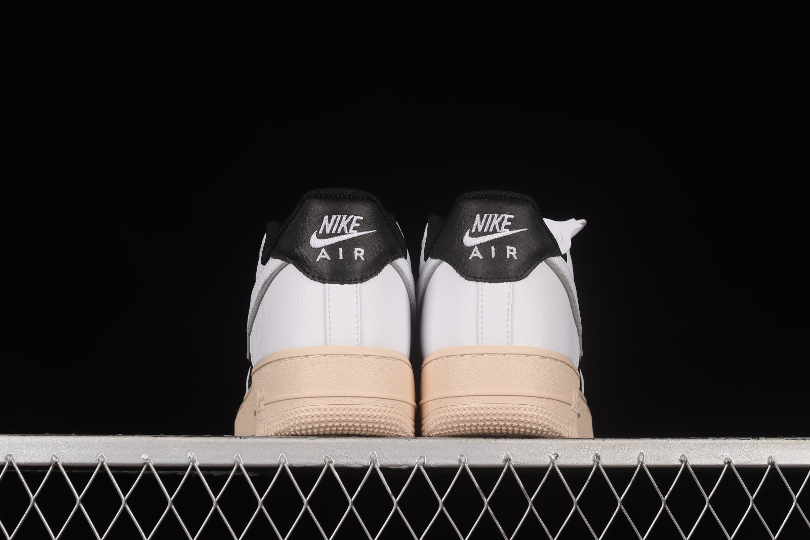 Nike white shoes with black swoosh cheap