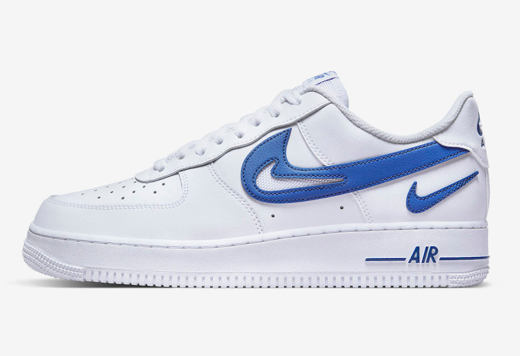 white air force 1 blue swoosh