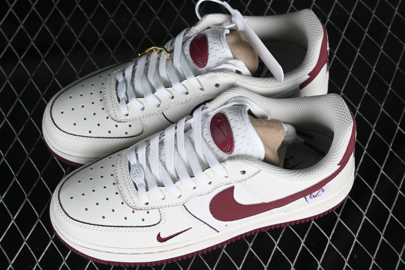 Nike Air Force 1 07 Low Lafite White Red Gold FB1839 - GmarShops - mens low red white wine bottle holder metal - 215