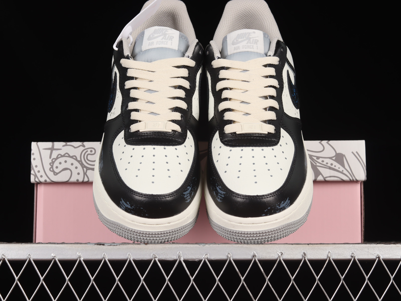 accesorios aeropuerto Campaña Ariss-euShops - 920 - Nike layer Air Force 1 07 Low Rice White Black Blue  LT6986 - boys pull on nike sneakers for girls women fashion