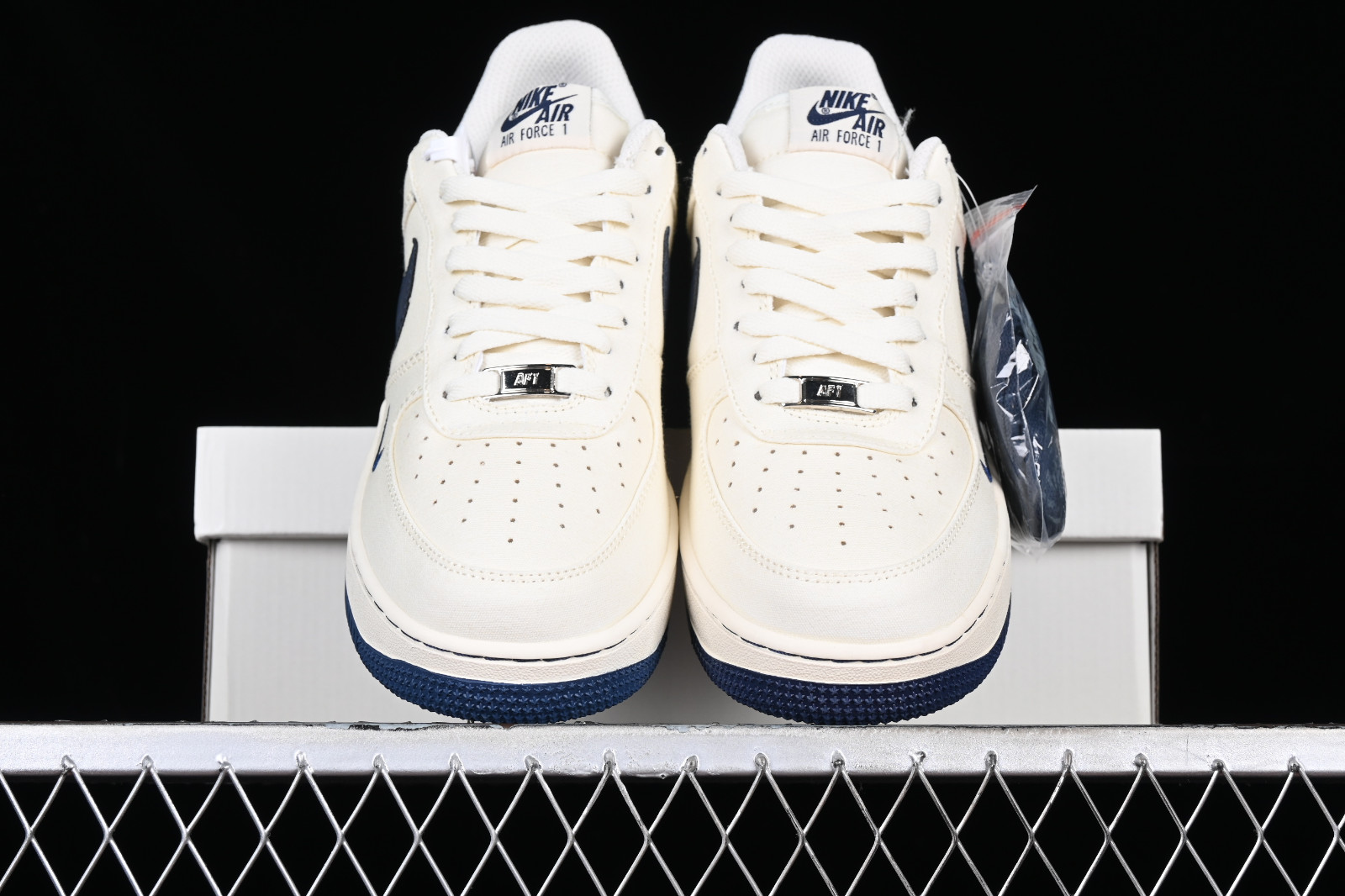 GmarShops   Nike Air Force 1  Low Sail Navy Blue Off White