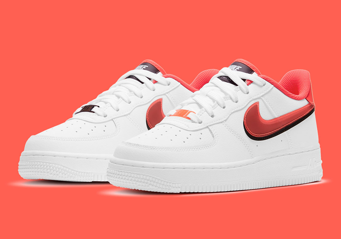 Buy Nike Youth Air Force 1 Low LV8 GS CW1574 101 Double Swoosh - Size 5Y at