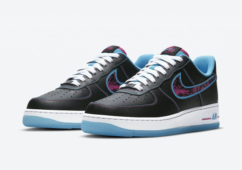 blue pink and black air force ones