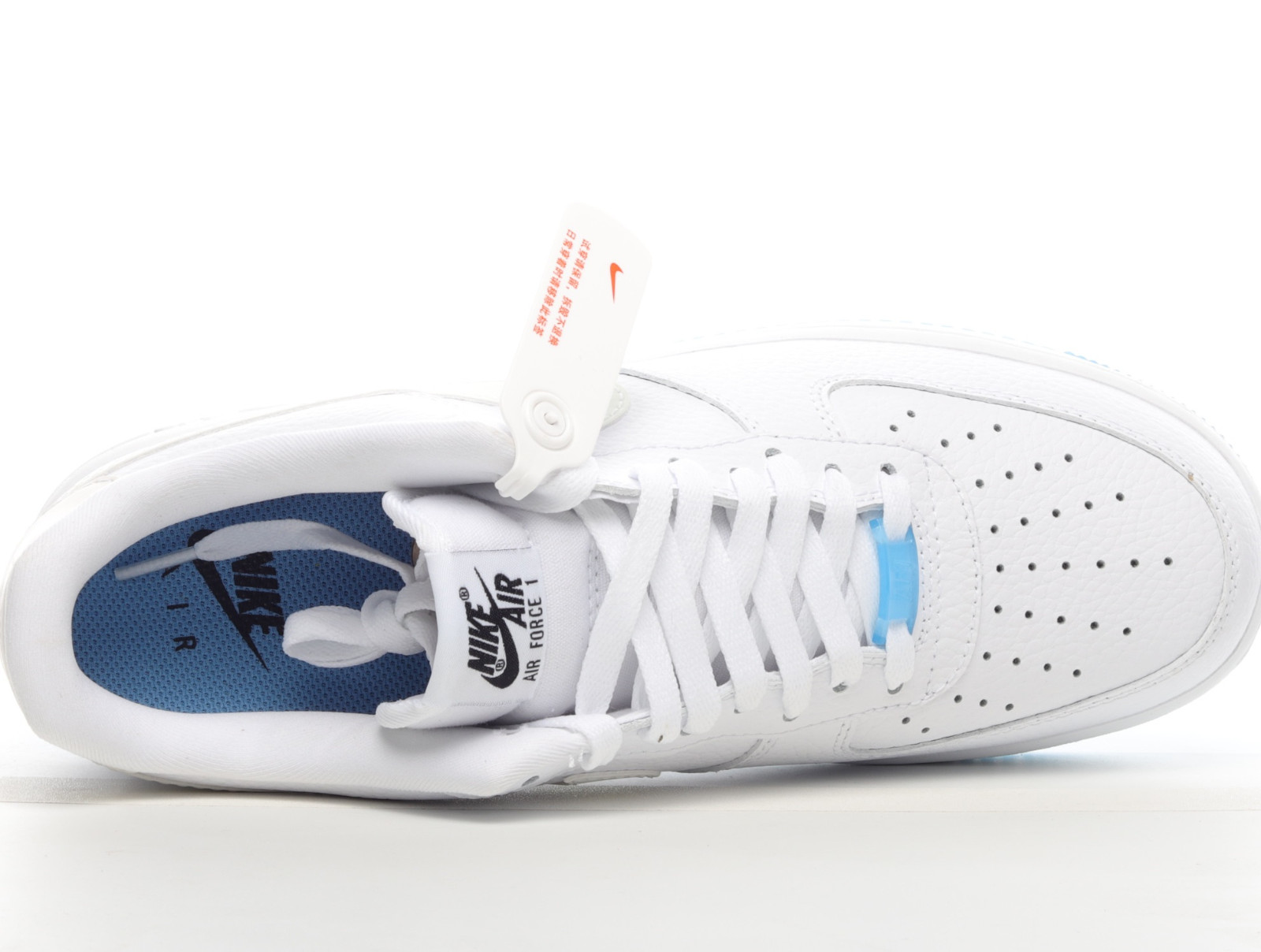 💦 Nike Air Force 1 Custom Light & Dark Blue Splatter 💦 Swoosh White Shoes  Mens