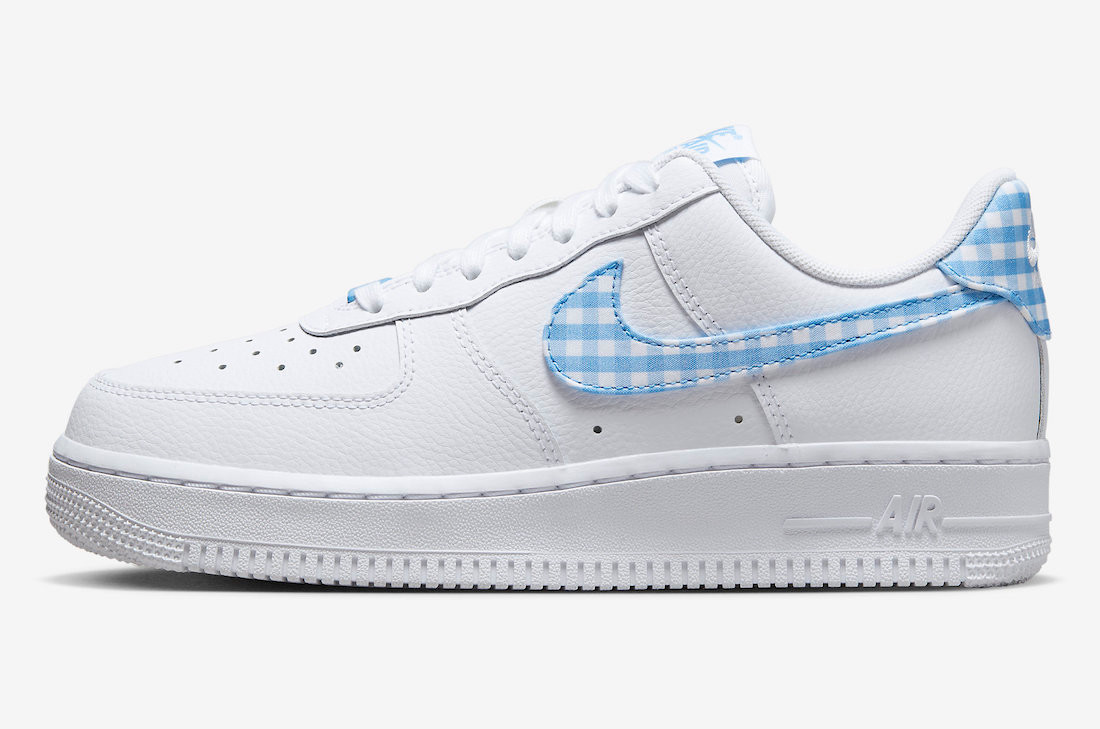 100 - Nike Air Force 1 Low Blue Gingham Plaid White DZ2784 nike max hyperfuse red thailand black snake - GmarShops