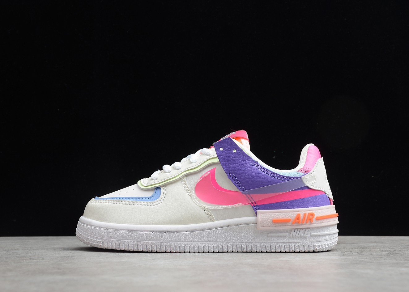 purple pink and yellow air force ones