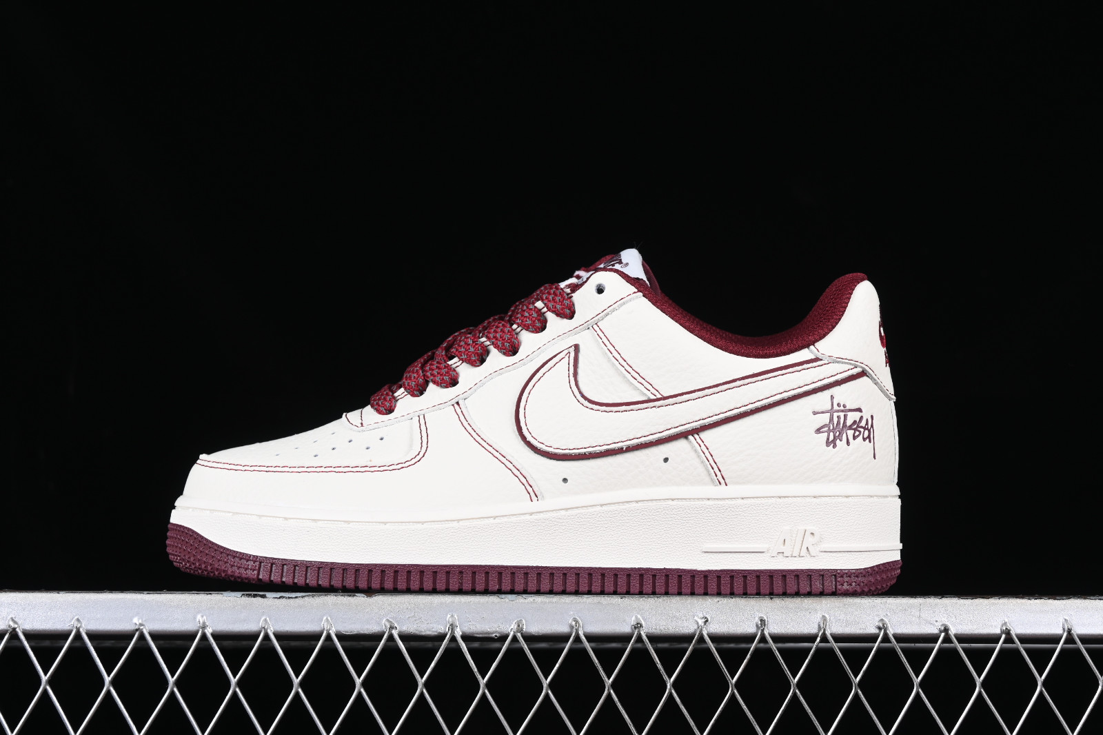 Stussy x Nike Air Force 1 Low Off White Dark Red UN1635 