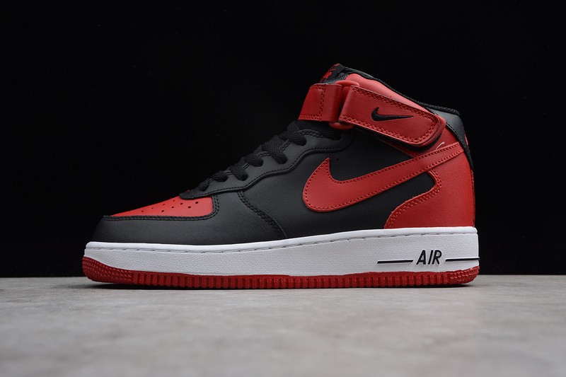 Black white red Nike Air Force 1 Mid