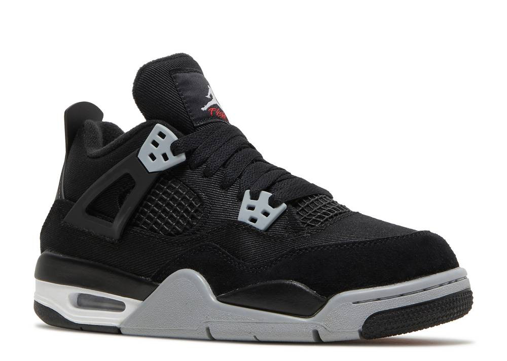 Air Jordan 4 Retro Se GS Black Canvas Steel Fire Light Grey White Red 