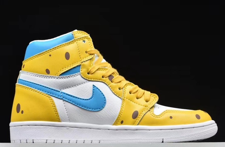 2019 Nike Air Jordan 1 AJ1 SpongeBob Yellow White Blue 556298 002 