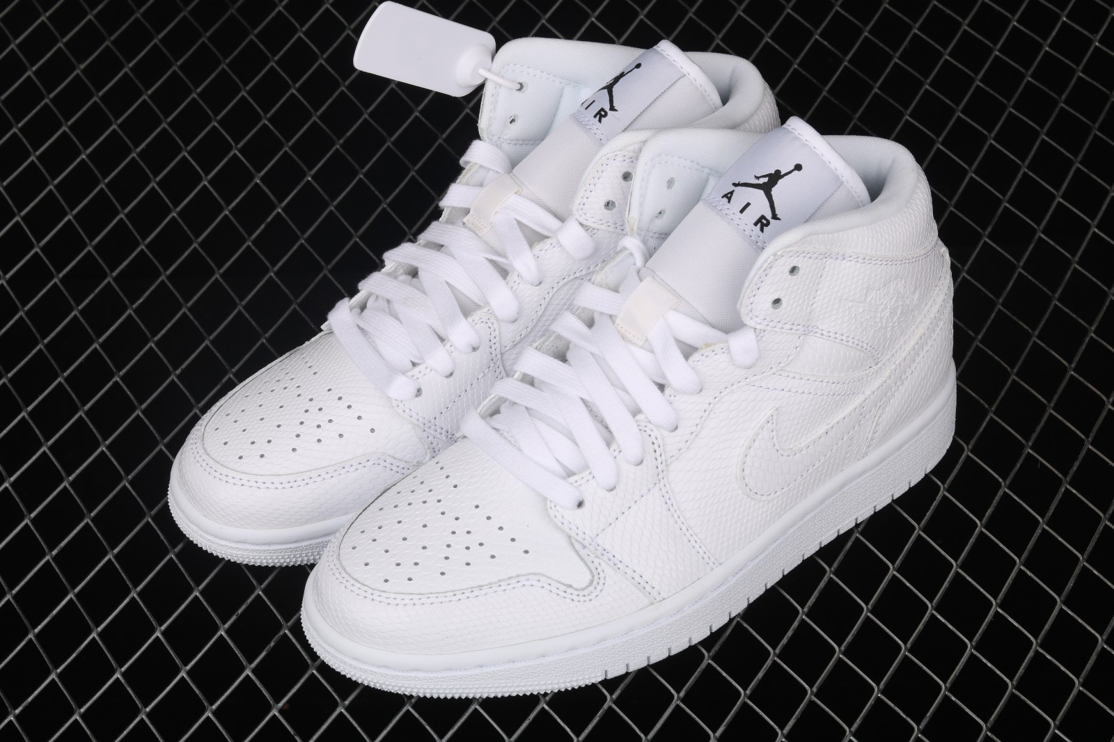 Men's size 12 White Retro Jordan 1 Mid - Snakeskin - Custom Order - In – B  Street Shoes