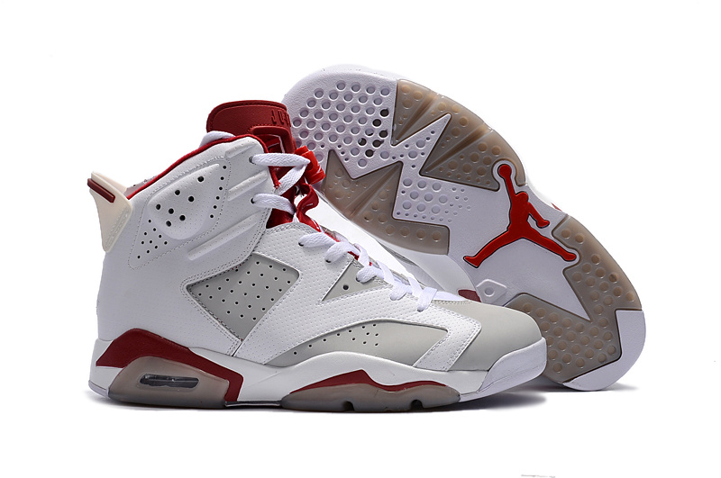 - air jordan 8 playoff prototype - Nike Jordan Retro 6 VI ALTERNATE Hare Platinum Red Men Shoes 384664 - 113