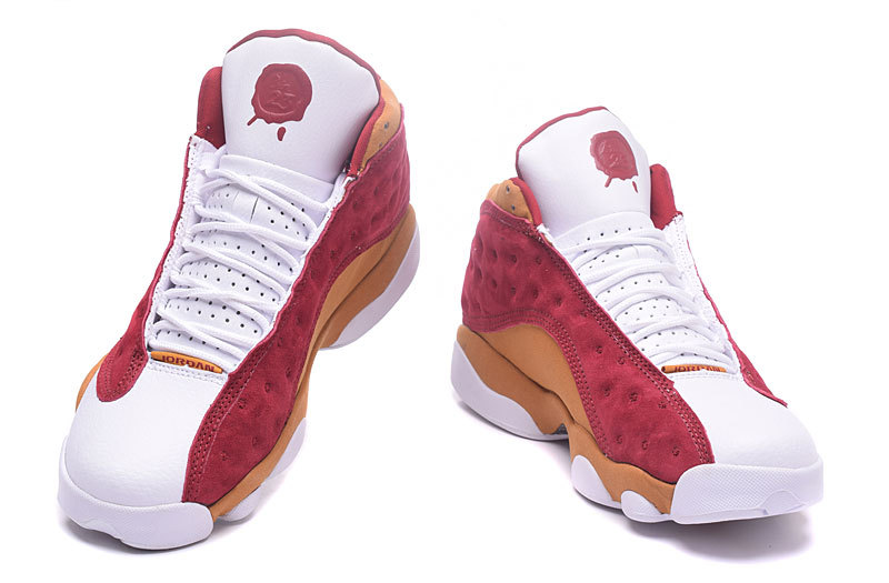 brown and red jordans