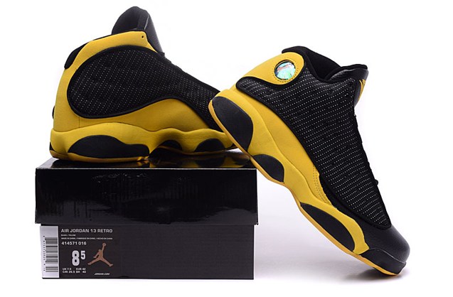 black and yellow jordans size 13