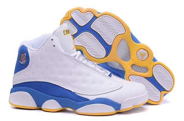 blue yellow and white jordans