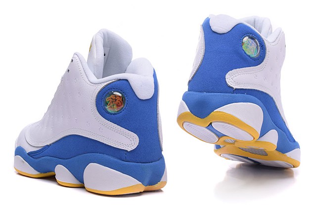 blue yellow and white jordans