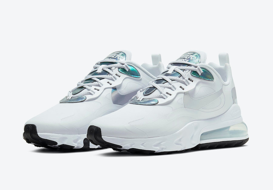 Nike womens air with crystal water cooler React White Iridescent Black Metallic Silver CZ7376 - nike shox with rhinestones back dress - Ariss-euShops - 100