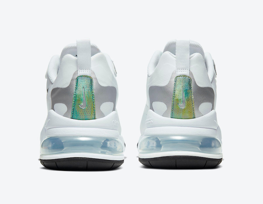 Nike womens air with crystal water cooler React White Iridescent Black Metallic Silver CZ7376 - nike shox with rhinestones back dress - Ariss-euShops - 100