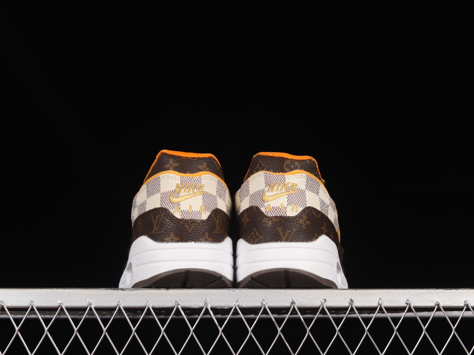 LV x jordan Nike Air Max 1 Brown White Orange Metallic Gold DA8301