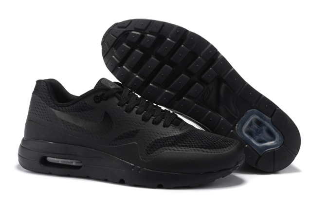 RvceShops - Nike Air Max 1 Ultra Essential Triple Black Women Running Shoes 819476 - nike max 90 ultra pale citron blue paint white - 001