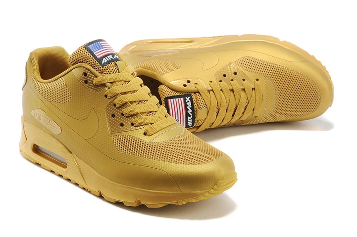 Nike Max 90 Hyperfuse QS Sport USA All Metallic Gold July 4TH Independence Day 613841 - 999 nike air 95 varsity red black grey hair - StclaircomoShops