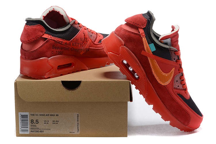 Nike x Off White Air Max 90 The Ten Orange Red Black Casual Running Shoes AA7293 - - GmarShops - metcon 6