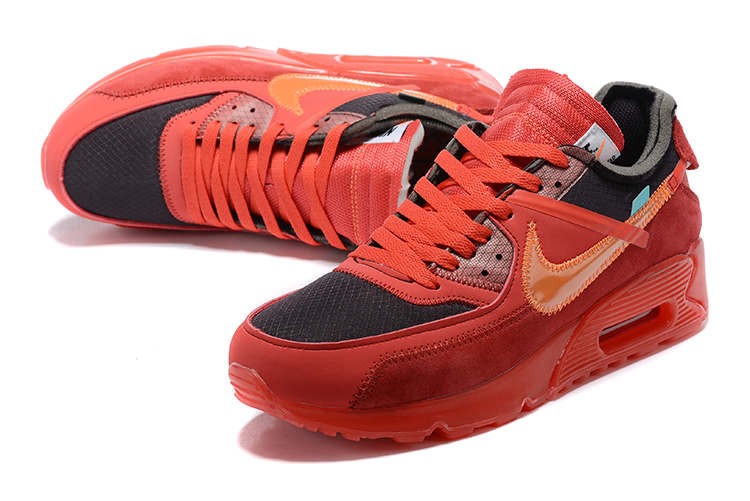 Nike x Off White Max 90 The Ten Orange Red Black Casual Running Shoes AA7293 - 601 - GmarShops - nike metcon 6