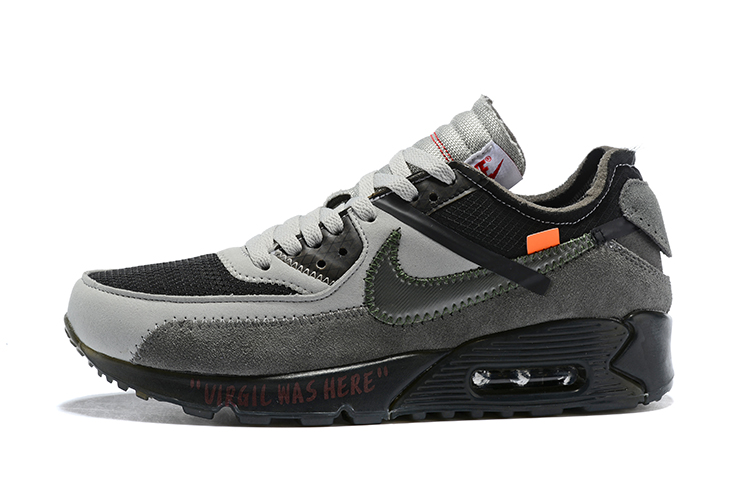 OFF WHITE x Nike Air Max 90 Men Running Shoes Black Grey - StclaircomoShops - nike air vapormax strap multicolor