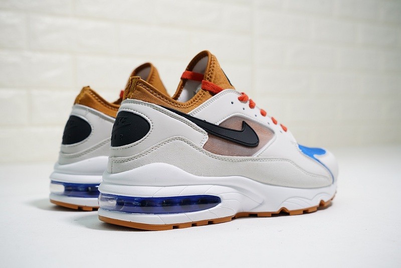 GmarShops 103 Nike Air Max 93 OG White Dusty Black Brown Blue Orange 306551 nike air jordan 1 retro mid gs sonics white yellow green Air Max 93