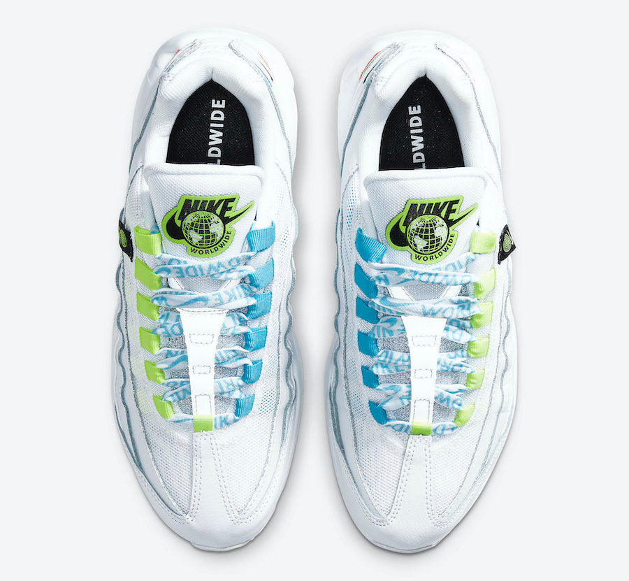 Nike Air Force 1 Low Worldwide White Blue Fury Volt - Size 10.5 Men