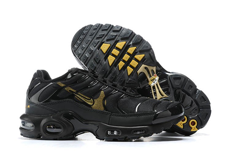 Nike Air Max Plus Black Team Gold Double Running Shoes CU3454 - - nike womens soccer uniforms 2015 2016 roster -