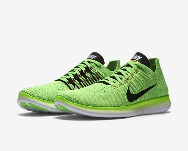 GmarShops - Nike Free Rn Flyknit Fluorescent Green White Black Running Shoes 831069 - nike air 1 low exposed black white bright crimson 300