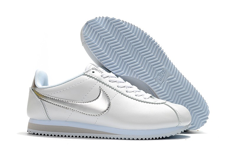 ladies nike air vortex shoes sale women - GmarShops - 019 Nike Classic Cortez Nylon Prm Leather White Metallic Silver Casual 807472