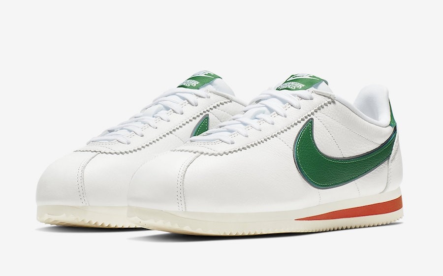 Nike Cortez sneakers in white and green