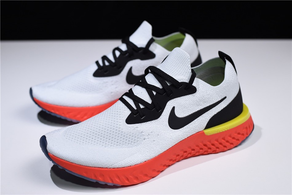 Nike Epic React Flyknit True White Black Pure Platinum Bright Crimson Volt AQ0067 103 - nike air 93 94 black and yellow star - MultiscaleconsultingShops