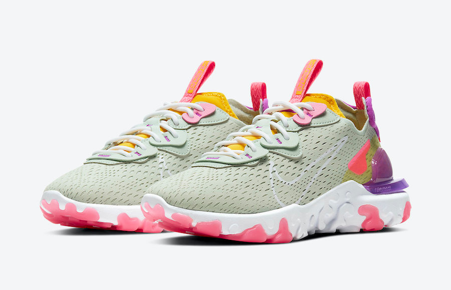 nike react pink and yellow