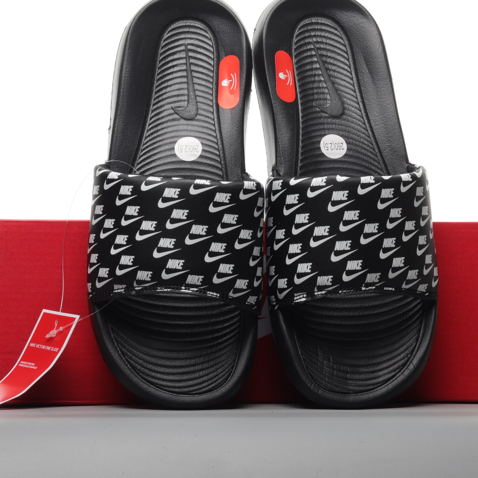 Nike Victori One Printed Slide Nike Swoosh Black White CN9678-006 - Sepwear
