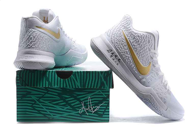 Nike kyrie white and gold store