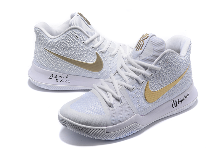 Nike Zoom Kyrie III 3 Men Basketball Shoes White All Gold nike air max thea glacier blue white AljadidShops Nike Kyrie 3