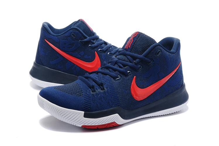 Nike Zoom Kyrie III 3 deep blue red white Men Basketball Shoes nike air max 90 denim red gray hair women bob cuts GmarShops Nike Kyrie 3