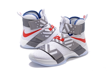 Nike Lebron Soldier 10 EP X Men White Gray Red Basketball Shoes Men GaleriahitShops Vision Mesh Left Shoe Lebron Soldiers X 10