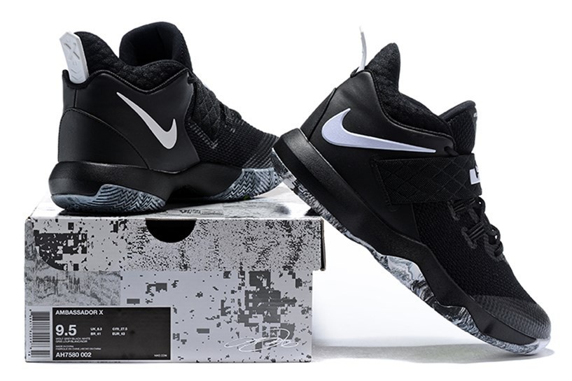 001 GaleriahitShops leopard nike free shoes store hours today Nike Ambassador 10 Nike Ambassador LBJ 10 Black White AH7580