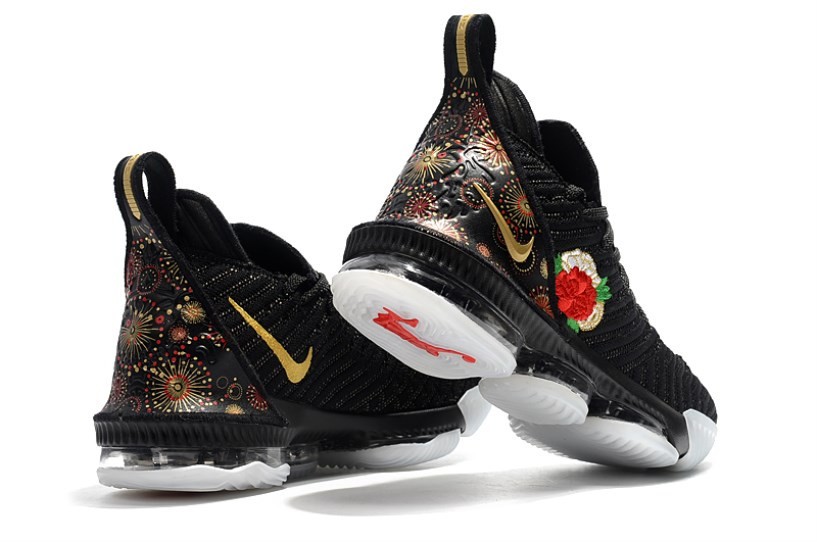 Black and gold lebrons 16 store